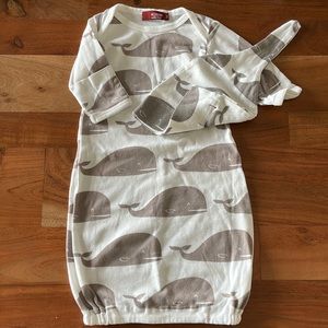 Milkbarn whale sleeper gown + hat